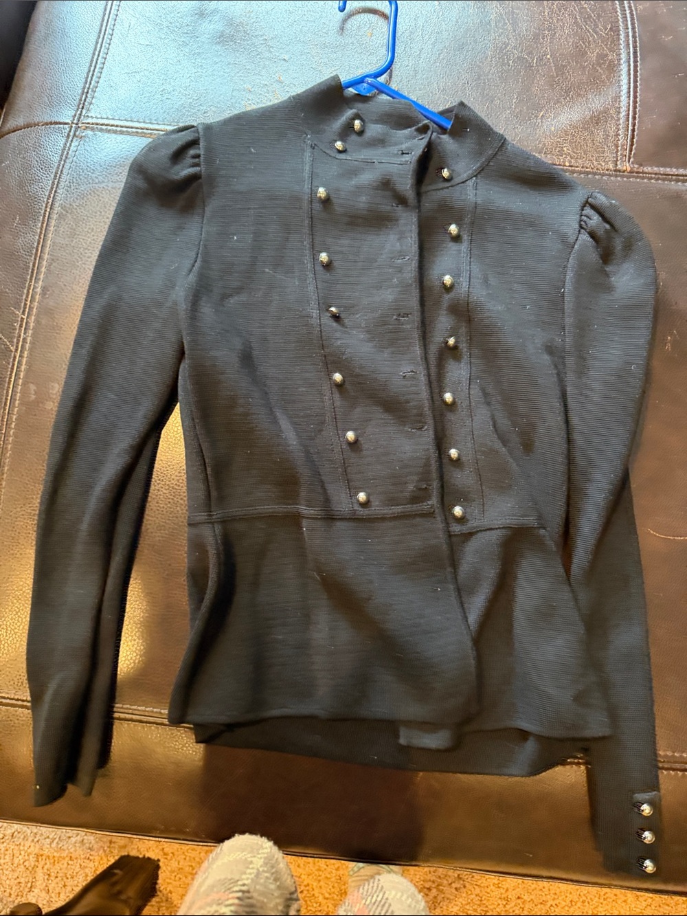 White House Black Market Black Double-Breasted Military-Style Jacket
